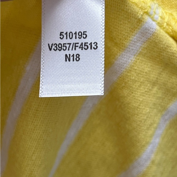 Lands End Yellow Striped Split Neck Polo Shirt Linen Blend Size Large Top 14/16 - Picture 10 of 11